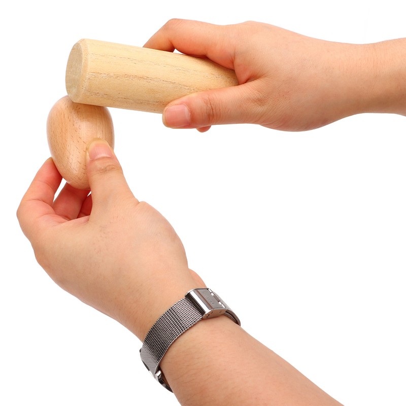 2PCS Wood Egg Shaker Natural Safe Musical Hand Percussion Instrument