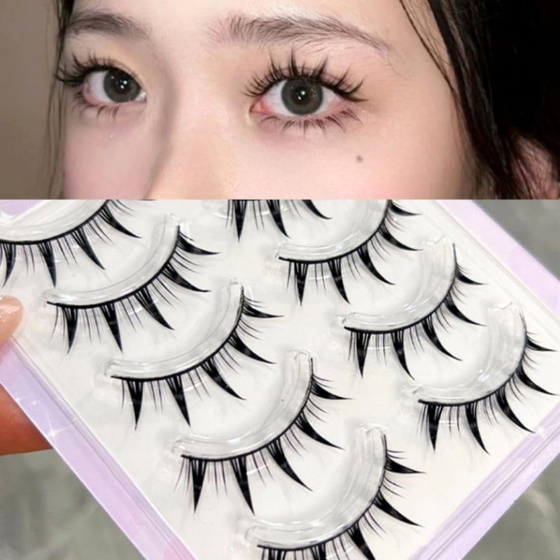5 Pairs Makeup Cartoon Eyelashes Cosplay Anime Eyelashes Black Stem