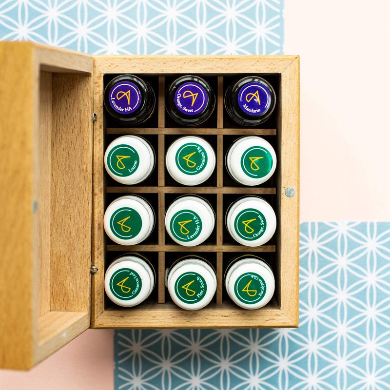 Absolute Aromas Ätherische Öle Holz Aufbewahrungsbox - für 12 x