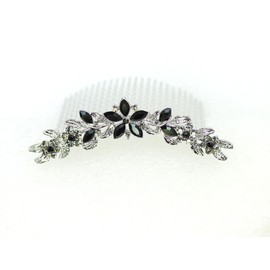 Faship Gorgeous Black Rhinestone Crystal Floral Hair Comb