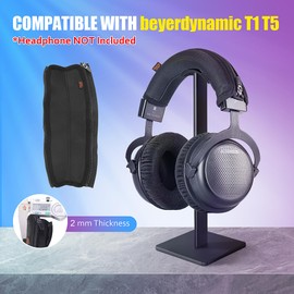 Desing Wish T1 T5 Headband Cover Compatible with beyerdynamic T1 2nd 3rd/ T5 2nd 3rd Headphones Thicker Sports Fabric Replacement Headphone Headband Cushion Pad Cover Headband Protector (Black)