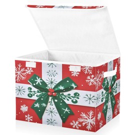 senya Large Storage Bins with Linen Collapsible Foldable Storage Cubes Fabric Closet Organizer Containers box with Flip-Top Lid for Home Bedroom Office 16.7 x 12.6 x 11.8in (Christmas Gift)