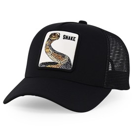 Trendy Apparel Shop 5 Panel Animal Design Square Embroidered Trucker Cap - Black Black