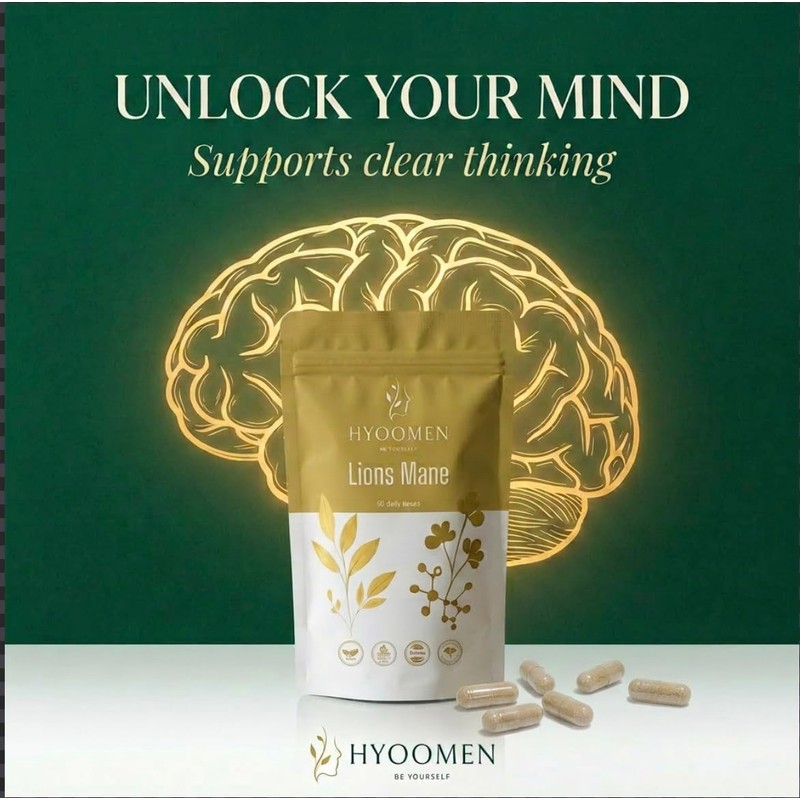 Hyoomen Lion's Mane Capsule for Brain and Cognitive Support, Hericium
