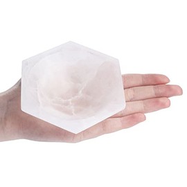 Serafino Selenite Bowl Cleansing Bowl Reiki Healing Crystal Charging Bowl Angelic Mineral Meditation Stone Cleansig Energy Selenite Oval Hexagon Moon (Selenite Bowl Hexagon)