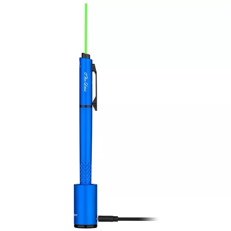 Olight Open Glow Blue Rechargeable Penlight, LED/Green Laser, 120 Lu,