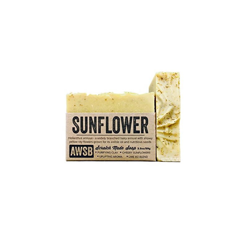 A Wild Soap Bar Sunflower Bar Soap with Lime, Vegan,
