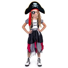 Dress Up America Pirate Costume Kids - Buccaneer Pirate Costume Set for Girls - Dress, Hat, and Eye-Patch
