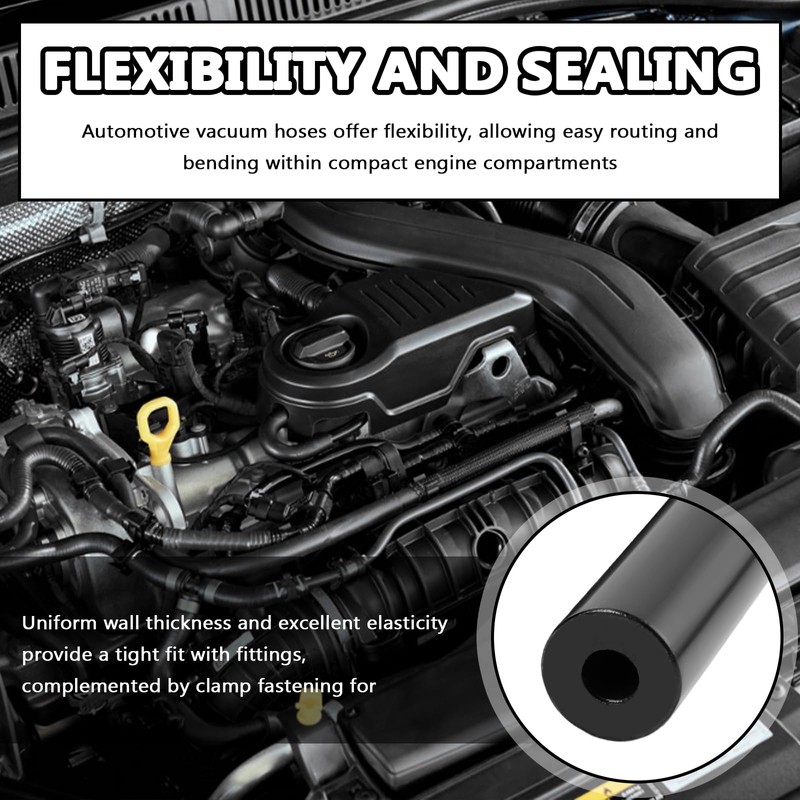94PCS 5Ft Vacuum Hose Automotive Set,6 Sizes 3/8",5/16",1/4",3/16",5/32",1/8" Silicone Vacuum