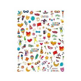 Mardi Gras Fleur De Lis Comedy Tragedy Mask Beads Self Adhesive Nail Stickers Wg507 Nail Wraps Art Stickers Manicure Supplies for Women for Home Nails Full Long Lasting Easy Apply and Remove