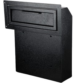 Through The Door Mail Drop Box - 1.2mm Steel Payment Dropbox - Door Mount Theft Proof Mailbox - Locking Deposit Drop Box for Night Key, Deposit, Cash, and Rent (Black)