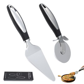 KINGTLE Cortador de Pizza Pizza Maker Espátula Acero Inoxidable Queso PizzaCuchillo Rueda PizzaCuchillo Rueda GiratoriaCuchillo PastelHerramientas Pastelería 2PCS (Negro 2PCS)