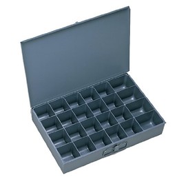 Durham 202-95 Gray Cold Rolled Steel Small Scoop Box, 13-3/8" Width x 2" Height x 9-1/4" Depth, 24 Compartment