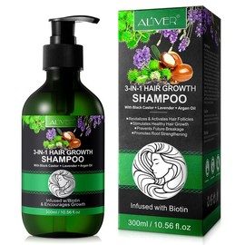 ALIVER Black Castor, Lavender and Argan Oil 3-IN-1 Hair Growth Shampoo+Conditionor（300ml） - Specification: 3-IN-1 Shampoo（300ml）*1
