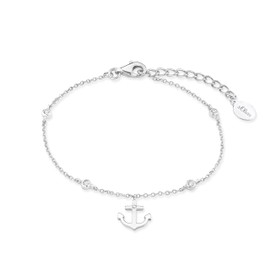 s. Oliver Women's Anchor Bracelet So Pure 925 Silver Rhodium-Plated Zirconia White 19 cm – 2017249