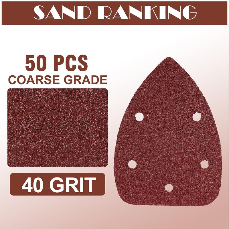 40 Grit Mouse Sander Sandpaper, Jamiikury 5 Hole Detail Sander