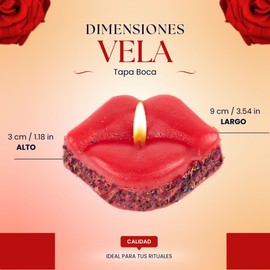 Vela tapa boca | Para silenciar y proteger contra chismes | Ritualizada para el amor | 100% aromática | 100% parafina | Preparado de pétalos de rosas | 100% efectiva |