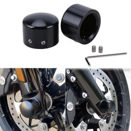 KEEPDSGN Black Thick Cut Front Axle Cap Nut Cover For Harley Touring Road Glide King Dyna