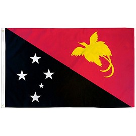 3x5 Papua New Guinea Flag Lot of 2 Flags Super Polyester Nylon Flag 3'x5' House Banner 90cm x 150cm Grommets Double Stitched Premium Quality Indoor Outdoor Pole Pennant (New)