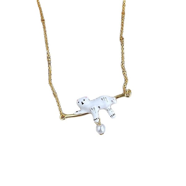 Syiokbul Exquisite cat necklace, women's kitten pendant gift, women's silver