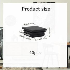 40 Lamellar Plugs, 40 x 40 mm, Square Pipe Plugs Made of Plastic, Square Lamellar Plugs for Square Tube, 40 x 40 mm, Aluminium Profile, Stainless Steel Tube, Chairs, Shelves
