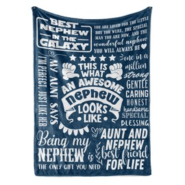 Huglanket Nephew Gifts Throws from Aunt, Nephew Flannel Blanket from Auntie, World's Best Nephew, Perfect for Birthday, Christmas, Graduation (50"x 65")