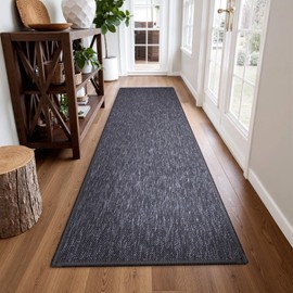 Seavish Boho Runner Rug, 2x6 Gray Rug Runners for Hallways, Low Pile Farmhouse Kitchen Runner Rugs Non Skid Washable Bathroom Runner Rug, Cotton Woven Neutral Rugs for Entryway Bedroom Laundry