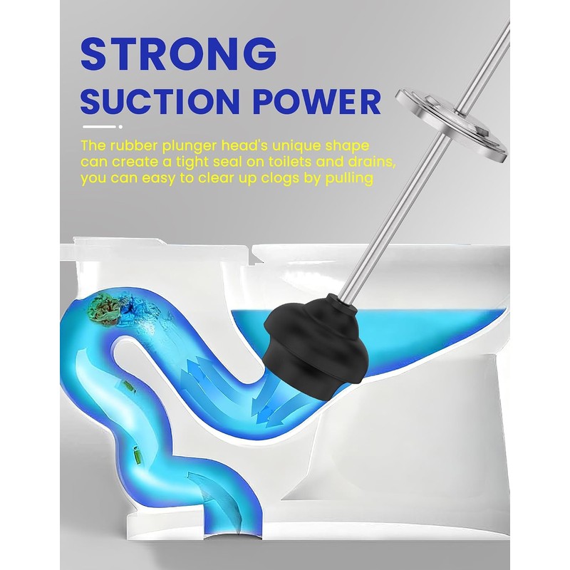 Dowry Anti-Hand Off Toilet Plunger with Holder for Bathroom,Powerful Efficient