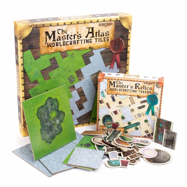 Dungeoncrafter Essentials: RPG Dungeon Master Starter Kit - 44 Reversible Map Tiles - 200+ Reversible Dungeon Item Token Objects - Tabletop Fantasy Game Beginner Accessories
