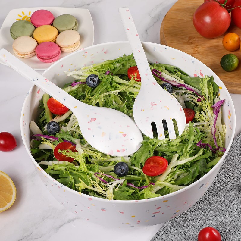 ECOWAY Melamine Salad Bowl, Bamboo Fiber Salad Bowl Large with