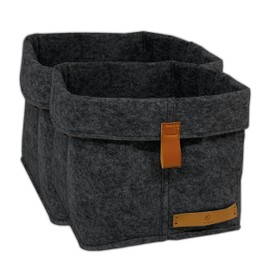 FRIHET® Felt storage basket for Kallax shelf, organiser box in anthracite, felt bag organiser, size 1 in set of 2, versatile and space-saving storage