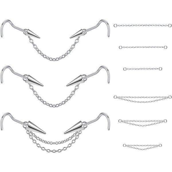 PunkTracker 20G Nose Rings 6mm 8mm 10mm Long Spike Nose