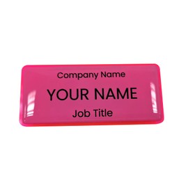 ID Name Badge Gel Domed Pink 76 x 32mm Bespoke Name Badge.