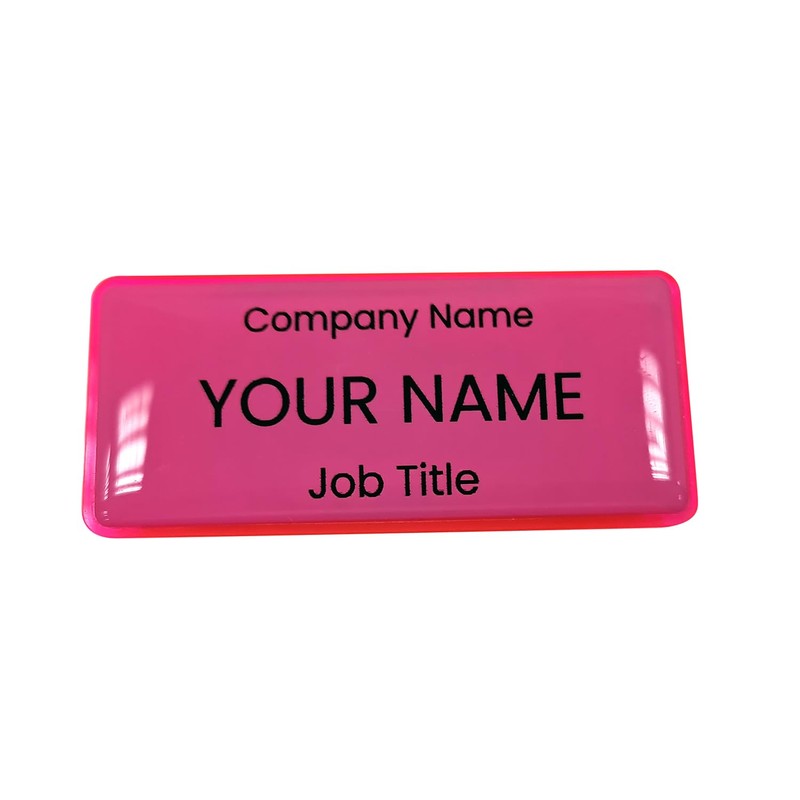 ID Name Badge Gel Domed Pink 76 x 32mm Bespoke