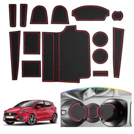 SKTU Non-Slip Mats Compatible with Ford Fiesta ST MK8 2017-2023 2024 Rubber Mats Door Slot Mat (Red)