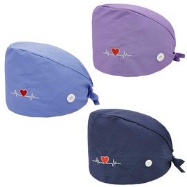 3 Pieces Bouffant Turban, Turban Hat, Adjustable Exfoliating Caps, with Buckle and Sweatband, Used in Restaurants, Factories, Beauty Salon (Snow Blue, Dark Blue, Light Blue), Snow Blue, Dark Blue,