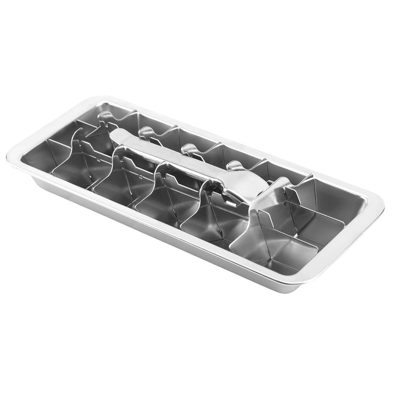 Stainless Steel Ice Cube Trays with Detachable Handle, 18-Slot Metal