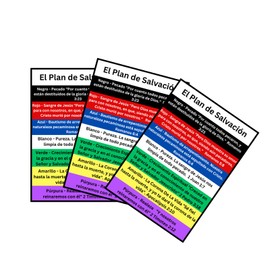 El Plan de Salvacion (Spanish Edition) 100 Plan of Salvation Prayer Pocket Cards - Gospel Tracts, 7 Colors, USA Made, Inspirational Bible Verses, Christian Bookmarks