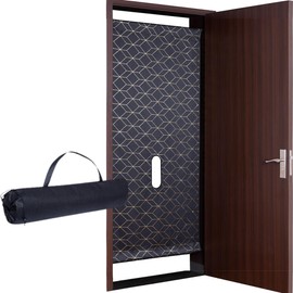 Home in Bold Portable Glory Hole Wall Kit Luxury Design & Carry CASE – Adjustable Tension Rod Mount for Doorways – Durable Washable Fabric Curtain - Easy Setup in 1 Minute - No Drilling or Adhesives Required