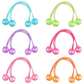 6 pares de bandas de pelo de bolas, de acrílico de 6 pulgadas, para cola de caballo de mariposa, accesorios para el cabello para niñas, mujeres y niños, multicolor (12 unidades)
