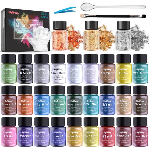 Mica Powder - 30 Pearlescent Epoxy Resin Color Pigments Set-