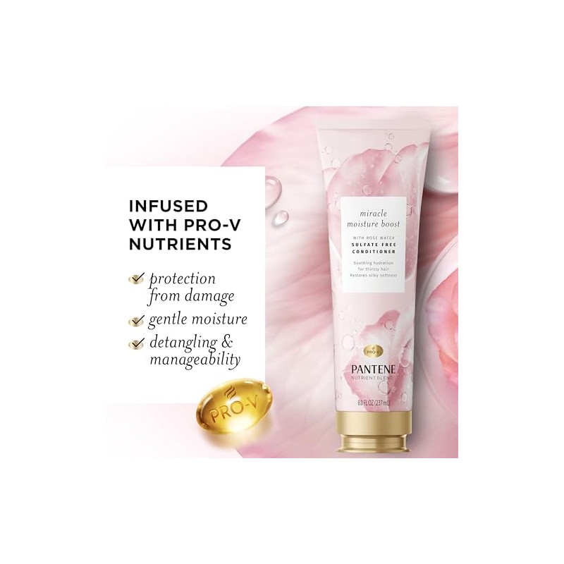 Pantene Acondicionador De Agua De Rosas Miracle Moisture Boost De