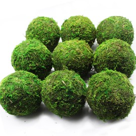 YGbridge Large Decorative Moss Balls, 8 Pcs 3.5" Green Dried Moss Spheres, Greenery Balls Faux Mossy Globes, Balls for Bowls Filler, Wedding Decors, Centerpiece (3.5"- Set of 9)