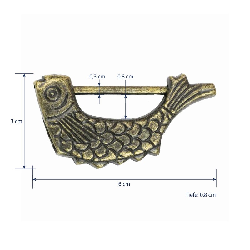 HMF Antique Chinese Decorative Padlock | Fish | 6 x