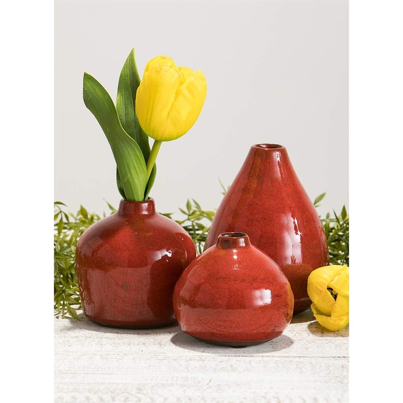Sullivans Ceramic Vase Set- 3 Small Vases, Rustic Home Décor,