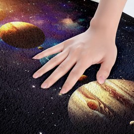 Solar System Bath Mats for Bathroom Outer Space Glitter Bathroom Rugs Children Universe Planets Btah Rugs for Shower Tub Ultra Soft Decor Galaxy Nebula Cosmos Blue Bathroom Accossories 16"x24"