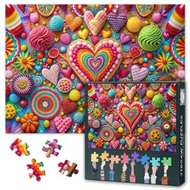 Heart Pattern 1000 Pieces Jigsaw Puzzles - Valentine's Day Theme Puzzles for Adults 1000 Pieces Artwork, Complex Design for Adult Puzzle Enthusiasts Artwork Puzzle (27.5"x19.7")