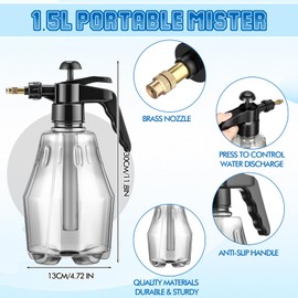 Teenyyou 2 Pcs 1.5 Liter Misters Spray Pump Bottle with Full Neoprene Jacket and Built in Carrying Strap Garden Plant Mister Spray Bottle for Spring Personal Cooling Plants Watering (Black)