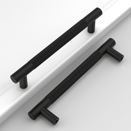 Coinkoly 10 Pack 5"(128mm) Matte Black Cabinet Pulls Knurled Kitchen Cabinet Handles Drawer Pulls Cupboard Hardware for Cabinets