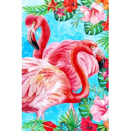 Texupday Flamingo Tropical Floral Flower Decoration Summer Seaside Holiday House Flag Beach Coastal Outdoor Yard Banner 28" x 40"
